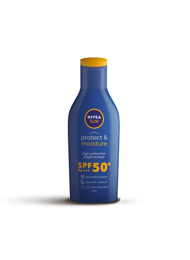 NIVEA Sun Protect and Moisture 75ml SPF 50 Advanced Sunscreen for Normal Instant Protection| PA+++ UVA - UVB Protection System| Vitamin E + Moisture| Very Water Resistant| For Unisex - Image 1